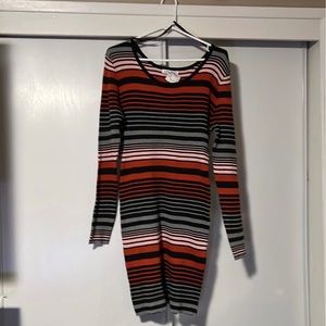 Stripe Long Sleeve Sweater Dress